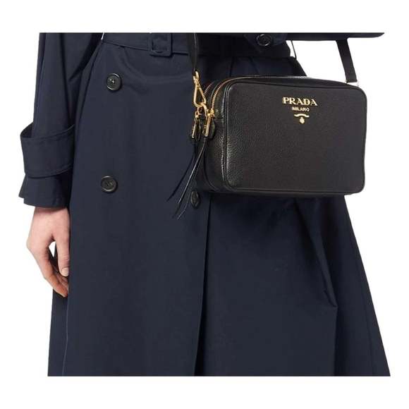 Prada Black Vitello Phenix Leather Double Zip Cross Body - Picture 11 of 12